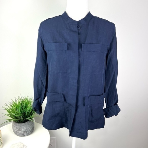 Kobi Halperin Button Starr Jacket Womens Navy Military tencel size medium - Picture 2 of 10